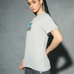 technosport Women Printed Crew Neck Polyester Grey T-Shirt image 3