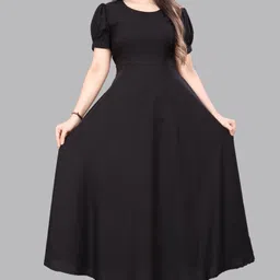 Women Maxi Black Full Length Dress-image-5