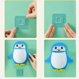 webdealz Plastic Penguin Design Wall Mounted Storage Organizer for Bathroom/Kitchen Etc x2.277 Storage Basket image 2