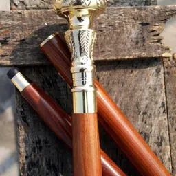 antiquehouse beautiful walking stick with victoria brass handle and solid wood Walking Stick image 2