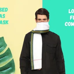 house of common Embroidered Cotton Blend Men Yellow, Orange, White Scarf image 4