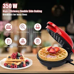 niceadult Mini Waffle Maker Machine with Non-Stick Surface 3 in 1 Waffle Maker image 2