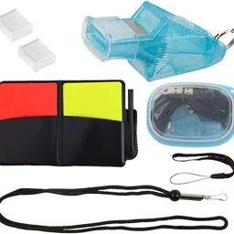 Red Yellow Cards with Card Holder Whistle Referee Kit Soccer Match Pea Whistle-image-62