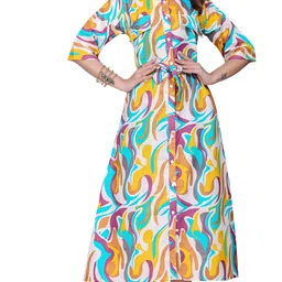 shcon Women A-line Yellow Midi/Calf Length Dress-picture-10