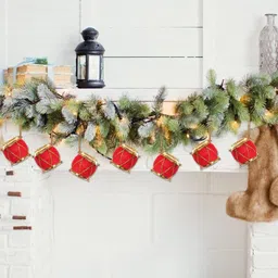 tashvik Velvet Mini Drum Christmas Tree Ornaments Hanging Set Xmas Tree Hanging Ornaments Pack of 12 image 4