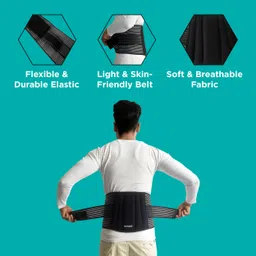 truhabit Lumbar Sacral Belt (Large) Dual Adjustable Back Pain Belt Back Belt Back / Lumbar Support image 4