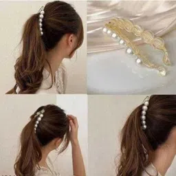 dumdar sale White Pearl Motii Banana Hair Clip For Girls & Womens Banana Clip-picture-14
