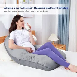 ag pro comfort Polyester Fibre Pregnancy Pillow Pack of 1 Solid J-Shape Microfibre Solid Pregnancy Pillow/Maternity Pillow for Women image 4