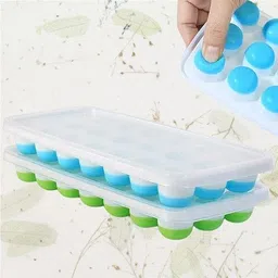 flynhigh Ice Cube for Freezer with Lid 21 Cavaties with Pop Up Easy Release bg 129 Blue, Green Silicone Ice Ball Tray-picture-13