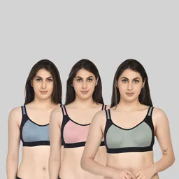 Pack of 3 Women Sports Non Padded Bra-image-48