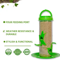 amijivdaya Hanging Bird Feeder 4 Ports | 700g Capacity | Food-Grade Plastic | Pack of 2 Window Bird Feeder image 2
