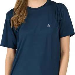 shaun Women Solid Round Neck Polyester Blue T-Shirt-picture-19