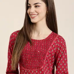 SHOWOFF Floral Printed Cotton Kurta-image-18