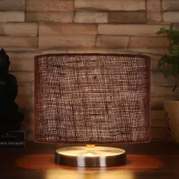 new era Brown Jute Table Lamp with Steel Base -33 image 1