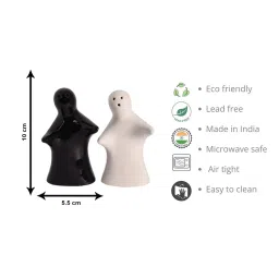 the decor lane Tasteful Twins Black & White Ceramic (Set of 2) Salt & Pepper Shaker image 2