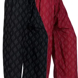 4k fashion Pack of 2 Women Relaxed Black, Maroon Viscose Rayon Trousers-picture-20