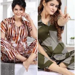 capasino Women Shirt & Pyjama set Multicolor Printed-picture-16