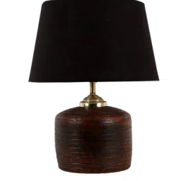 foziq Black Shade Table Lamp With Brown Terracotta Base image 4
