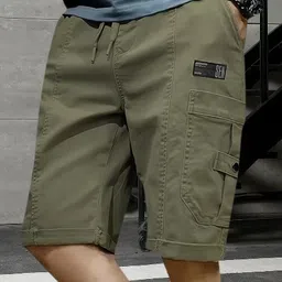pitzz Solid Men Green Cargo Shorts-picture-44