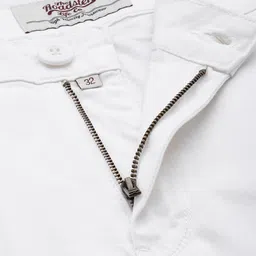 roadster Men Slim Fit White Cotton Blend Trousers image 3
