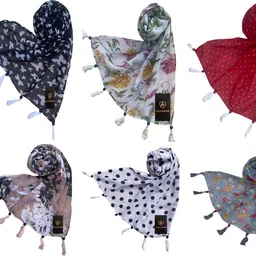 letz dezine Printed Chiffon Women Multicolor Scarf, Stole image 1