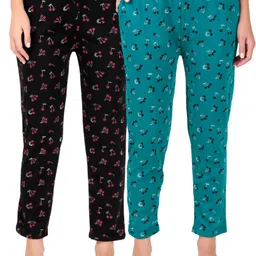vpsales Pack of 2 Women Regular Fit Pink Cotton Blend Trousers Women Pyjama-picture-22
