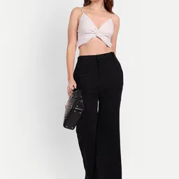 broadstar Women Flared Black Lycra Blend Trousers image 3