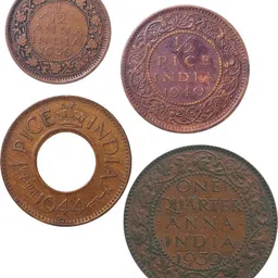 shubhcoins British India George VI Copper Set (1939/40/44), Extra Fine Condition Medieval Coin Collection image 2
