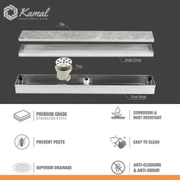 kamal Floor Stainless Steel Push Down Strainer image 2