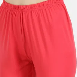 Monte Carlo Women Coral Pink Solid Ankle-Length Leggings image 3