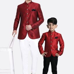 VASTRAMAY Mandarin Collar Slim Fit Bandhagala Blazer-picture-29