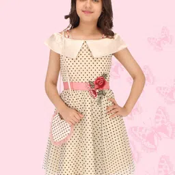 CUTECUMBER Girls Polka Dot Print Applique Net Fit & Flare Dress image 3