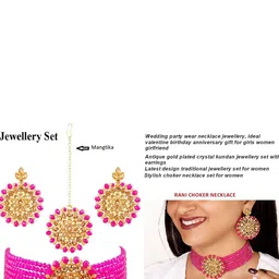 JMBW INTERNATIONAL Gold-Plated Kundan Stone-Studded & Pearls Beaded Jewellery Set image 4