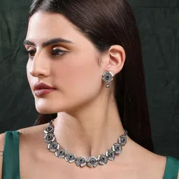 Anouk Silver-Plated Stone Studded Jewellery Set image 2