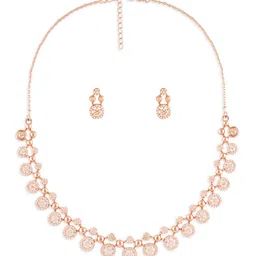 Zaveri Pearls Rose Gold-Plated Cubic Zirconia-Studded Jewellery Set image 3