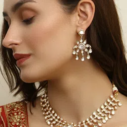Adwitiya Collection Gold-Plated Kundan-Studded Jewellery Set image 2