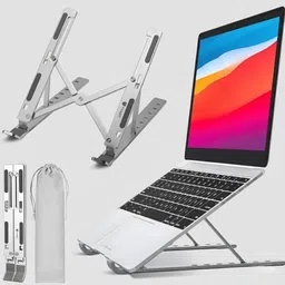 Innovito Metal Stand Laptop Stainless Steel Floor and Desk Stand Rotatable Laptop Stand with Adjustable Height Compatible with Universal Laptops-picture-24