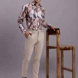 JAINISH Classic Abstract Printed Spread Collar Regular Fit Cotton Formal Shirt image 3