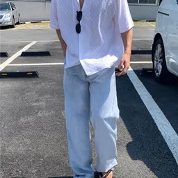 levorce Men Loose Fit Mid Rise Light Blue Jeans-picture-20