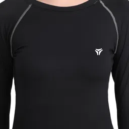 kyk Women Colorblock Round Neck Nylon Black T-Shirt image 4