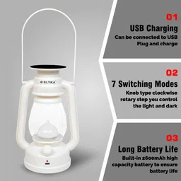 slyka LED Lantern With 1st Step Night Lamp Solar Rechargeable 4 hrs Lantern Emergency Light image 4