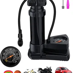 penrith Foot Activated Floor Pump with Gauge Cycle Air Pump Mini Portable (Black) Bicycle, Car, Ball, Football Pump Pump-picture-10