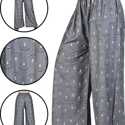 4k fashion Pack of 2 Women Relaxed Black, Grey Viscose Rayon Trousers image 2