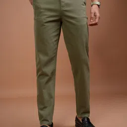 highlander Men Tapered Green Cotton Blend Trousers-picture-20