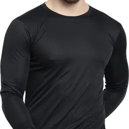 mariam enterprise Men Solid Round Neck Polyester Black T-Shirt-picture-22