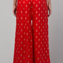 houseofcommon Women Relaxed Red Viscose Rayon Trousers-picture-21