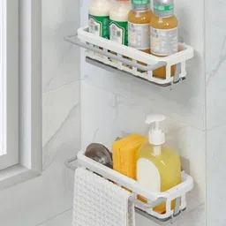 vamdhan enterprise Dish Drainer Kitchen Rack Two Tone Hanging Drain Rack with Retractable Storage | Sponge Drain Tray Plastic image 5