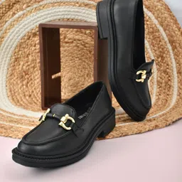 Nico Nerini Classic Leather Loafers with Gold Horsebit Detail for Women Bellies For Women-picture-13