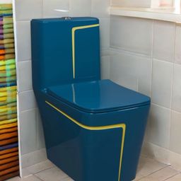 d o t C/T026 Premium Quality Shining Royal Blue Commode With Yellow Finishing Line And Round Flush Button Western Commode-picture-24