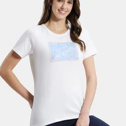 jockey 1361 Women Graphic Print Round Neck Cotton Blend White T-Shirt image 5